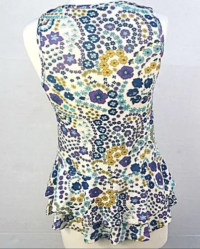 Modcloth Womens Size Small sleeveless floral peplum tank Top