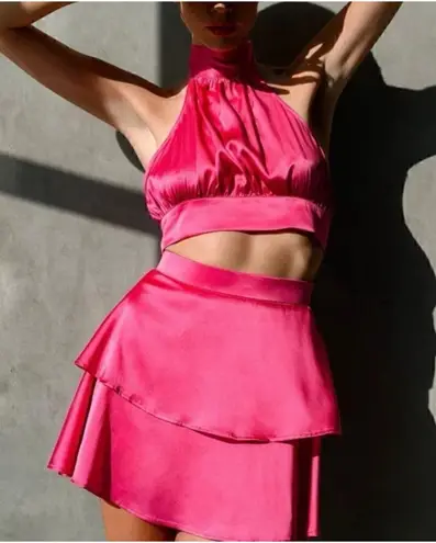 NWT OW Collection Eloise Halter Top and Mini Skirt Set Pink Dreams Sz Small $255