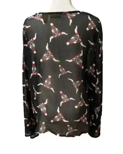 Wrangler  Cow Bull Skull Sheer Bell Sleeve Blouse