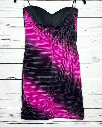 Bailey blue Strapless Black & Pink Textured Mini Dress Size Medium