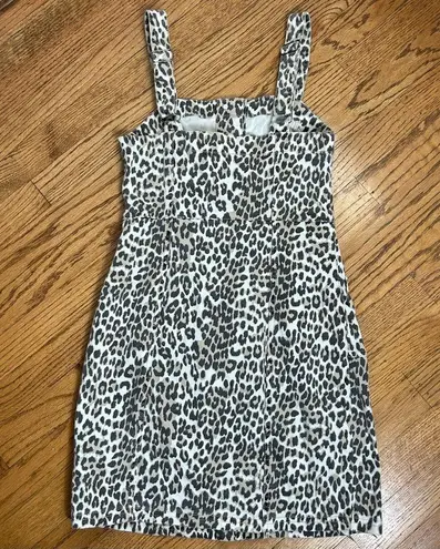 Thread & Supply | Animal Print Overall Mini Denim Dress Size XS Tan