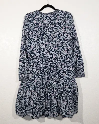 J.Crew New  Blue Floral Mixed-Print Tiered Dress Size Medium