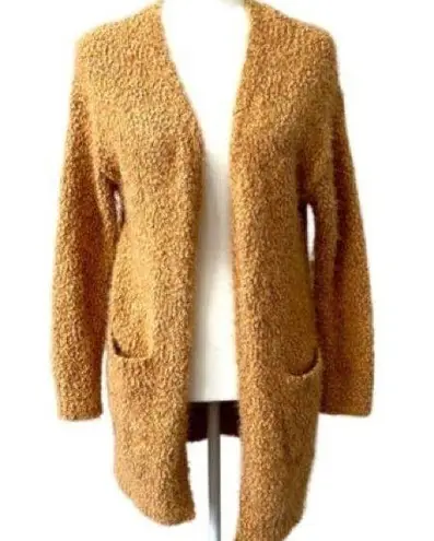 Love Tree - Popcorn Textured Long Sweater Cardigan - Caramel - Size Large