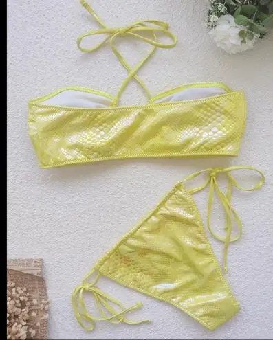 Boutique Snake print halter cheeky bikini set