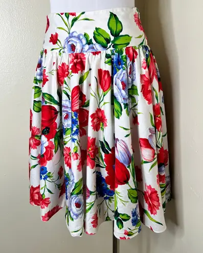 Ralph Lauren A-Line Skirt w Pockets 6 Floral Pleated High Waist Knee Length Chic