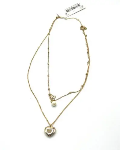 Ralph Lauren  Heart LRL Pearl 2 Row Necklace in Gold MSRP $58 NWT