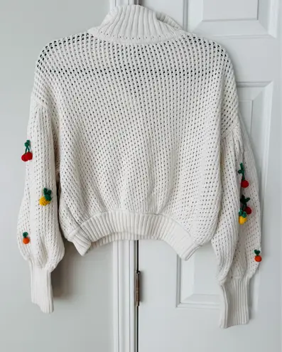 Farm Rio Crochet 3D Fruit Embellishments Sweater, Size M