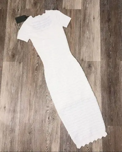 All Saints Lace Body-con Short Sleeve Square Neck Midi Dress In Off White XS NWT