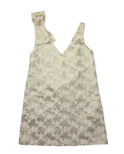 Sézane NWT Sezane Philomena in Ecru Gold Jacquard Bow A-line Mini Shift Dress 36 / US 4