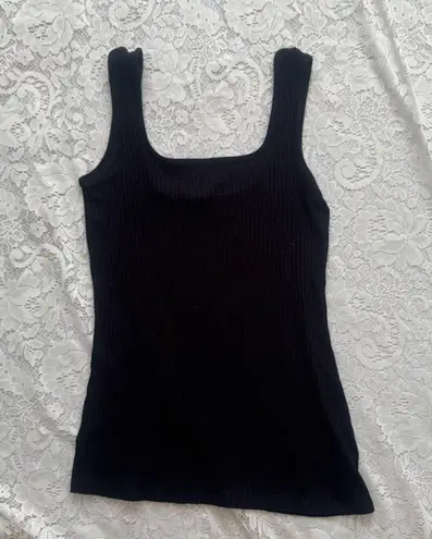 Tahari Women's Ribbed Black Tank Top Size S Minimalist Staple Piece
