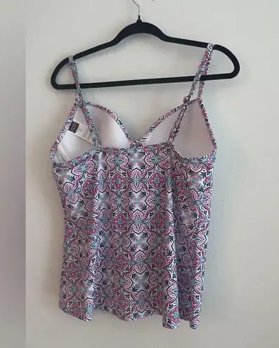 Island Escape Women's Gemini Underwire Swimwear Tankini Top Size 10 Blue