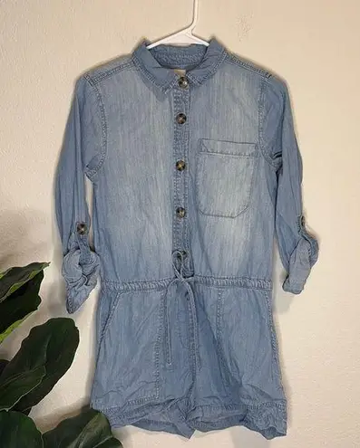 Harper Heritage small denim long sleeve romper