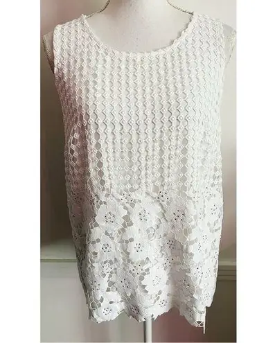 INC International Concepts • NWT White Floral Lace Tank Top Size L