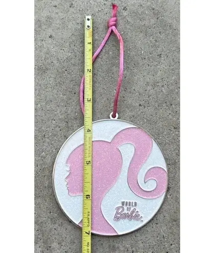 Vintage Barbie World of Barbie Pink/White Glitter Round Ornament Mattel 2022 Pink