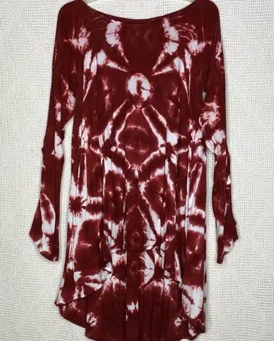 One Teaspoon  Tie Dye High Low Tunic Red