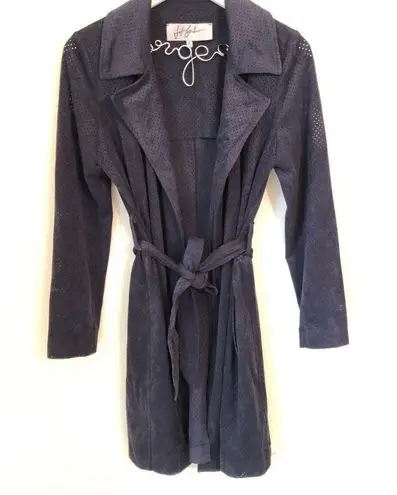 Jeff Gallano Bogart French made Lightweight Coat Perforated Navy Blue 2