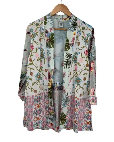 John Mark Kimono Cardigan Womens Small White Embroidered Romantic Boho Resort
