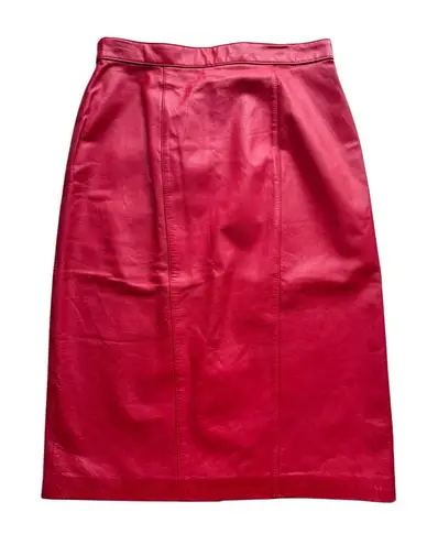Mixit Vintage Evan Davies 100% Leather Red Pencil Skirt