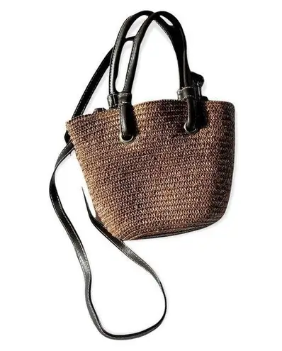 Coastal Grandma Mini Wheatstraw Tote Crossbody Strap Bag Brown