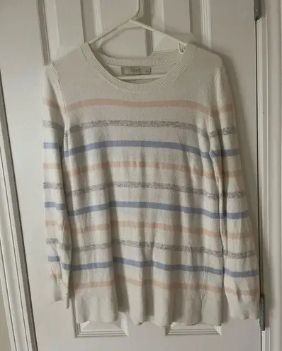 The Loft ,  striped lightweight size M Petite, $12, Long Sleeve Sweater, B50