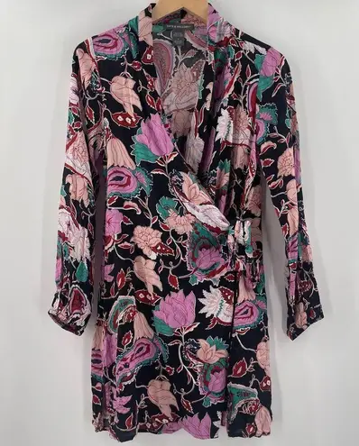 Kate & Mallory NEW Wrap Top Shawl Collar Size Small NWOT Black Floral Long