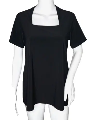 Sympli Shirt Womens 8 Black Blouse Office Commute Travel Neutral Minimalist