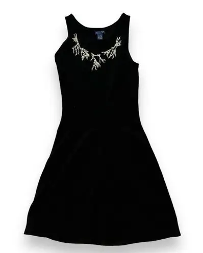 Doncaster Collection Black Beaded Sheath Dress - Size Large