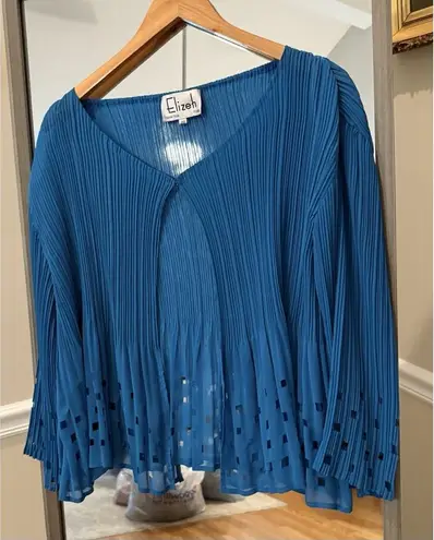 Elizeh Teal Chiffon Pleated Cardigan Size 20 laser cut