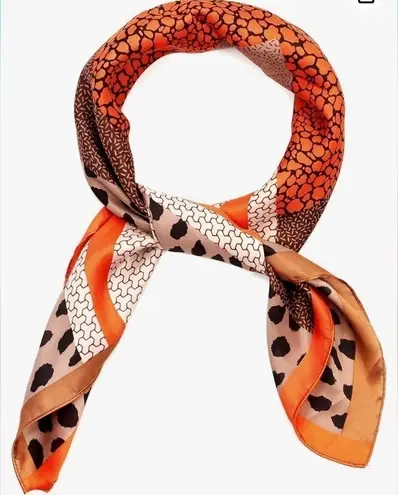 Satin Cheetah Scarf Purse Scarf Orange