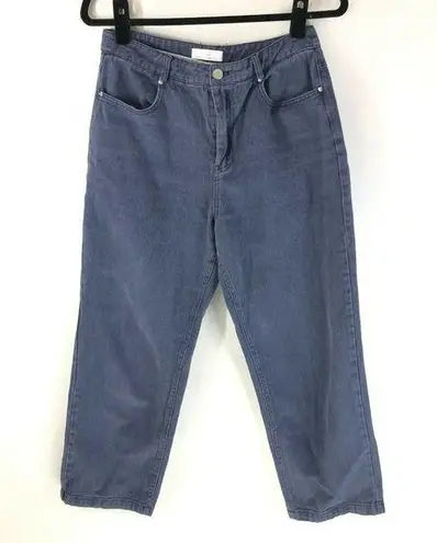 Oak + Fort Womens Boyfriend Jeans Cropped Dark Wash Size L
