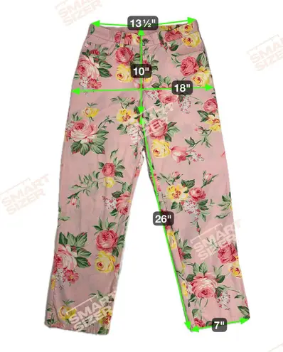 Lauren Ralph Lauren Pink Roses Floral Ankle Pants Mid Rise 26 Inseam Size 6