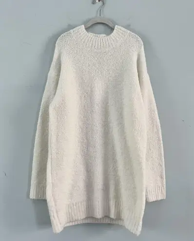 English Factory NWT Cozy Round Neck Cream Textured Knit Sweater Dress