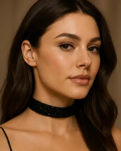 Black Sequin Choker Necklace – New Glam Adjustable Sparkle Statement Collar NWOT