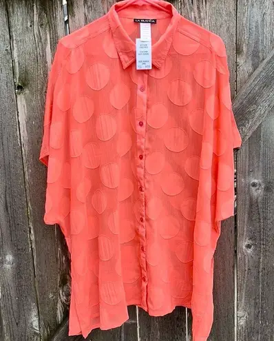 La Blanca NWT Mod for Dot Cover-Up / Top Hot Coral Size Large