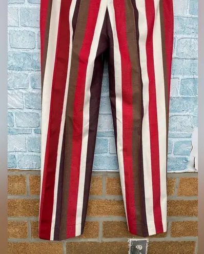 FRENKEN red cotton wool blend graphic stripe wide leg pants size 36/6