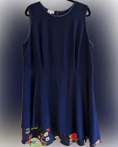 Every Body Every Wear Fit n Flare Layered Asymmetrical Skirt Sleeveless Dress 2X Blue Size XXL