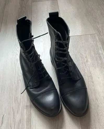 Rockport Leather Boots lace up womens Black (size 7.5) vibram morflex combat