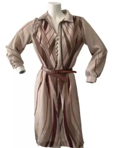 Vintage 70s Mary Martin Florida brown long sleeve tunic western maxi dress M Size M