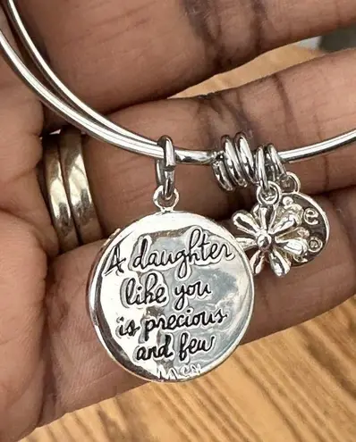 Silver Toned Charm Bangle Bracelet Quote A Daughter Like You Is Precious And Few