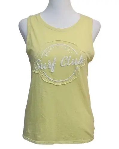 We The Free Free People Womens Yellow West Coast Surf Club Cut Out Tank Top