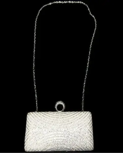 Gorgeous ivory white sparkling rhinestone/tiny pearls clutch bag. New White