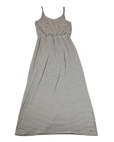 Women's Sleeveless Stripe Jersey Knit Maxi Dress Size XS Casual Coastal Boho Tan