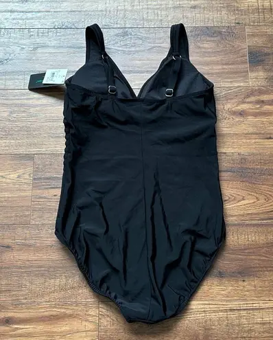 Aqua Green Women’s Black One Piece Bathing Suit Size Large 12-14 NWT