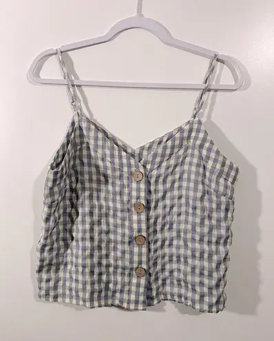 Indigo Rising Gingham Tank Top with Adjustable Straps Size Medium Periwinkle Blue