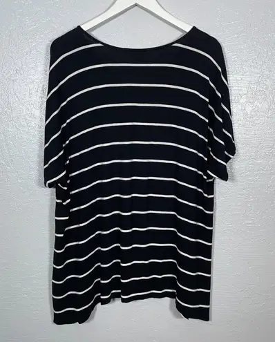 Soma Women Plus Size XXL Black White Stripe Shirt Pajama Loungewear Dolman