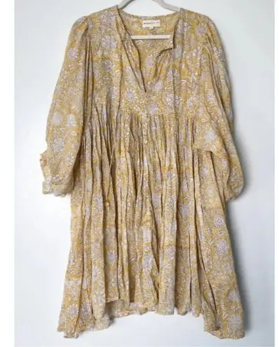 Daughters Of India 100% Cotton Kyra Cumin Paisley Semi Sheer Mini Dress XS