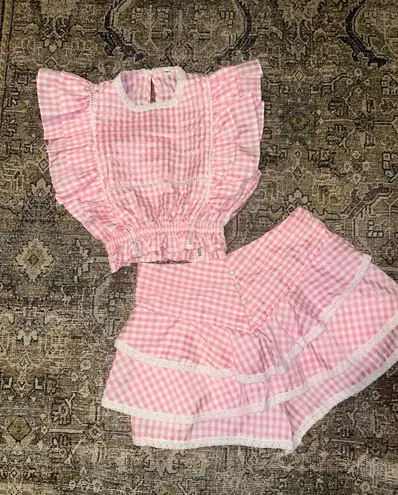 Pink Gingham Two Piece Set Size M