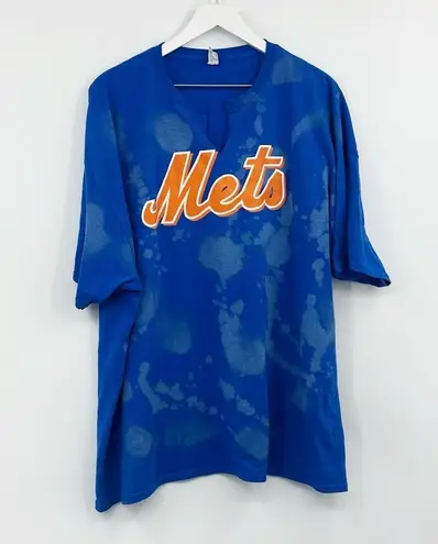 New York Mets Bleach Splatter V Neck Short Sleeve Shirt Size 3XL
