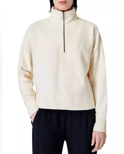 Sweaty Betty  Rest Up Half Zip Pullover Top Textured cream xl thumbnail 2