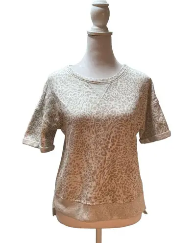 Stars Above Cream with Tan & Pale Pink Animal Print Short Cuff Sleeve Sweatshirt